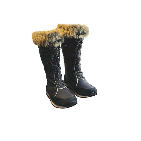 L.L. Bean Carrabassett faux fur waterproof quilted snow black Boot Women's 7 - Picture 1 of 7